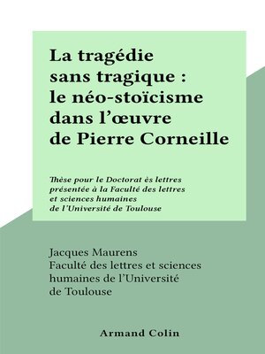 cover image of La tragédie sans tragique